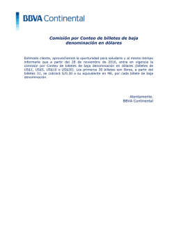 Comisi&oacute;n por Conteo de billetes de baja denominaci&oacute;n en d&oacute;lares