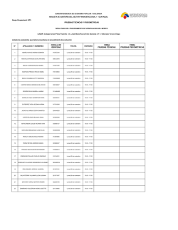 n&deg; apellidos y nombres cedula de identidad fecha horario