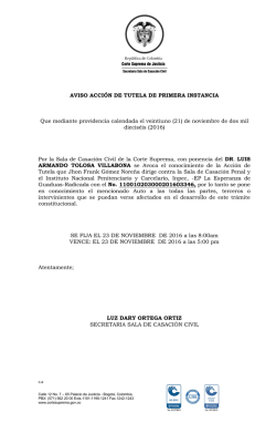 AVISO ACCI&Oacute;N DE TUTELA DE PRIMERA INSTANCIA Que