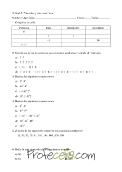 Unidad 3. Potencias y ra&iacute;ces cuadradas