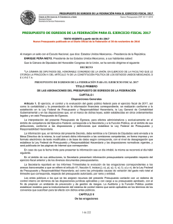 Presupuesto de Egresos de la Federaci&oacute;n para el Ejercicio Fiscal