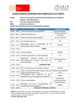 &ldquo;CURSO T&Eacute;CNICO CATASTRAL EN EL MARCO DE LA LEY 28294&rdquo;