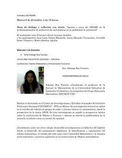 Invitados del PROME Martes 6 de diciembre a las 16 horas. Mesa