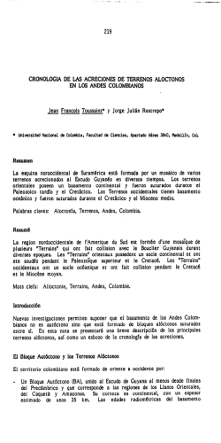 Cronologia de las acreciones de terrenos aloctonos en los Andes