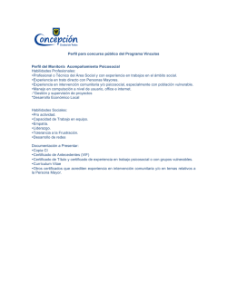 Perfil para concurso p&uacute;blico del Programa V&iacute;nculos Perfil del