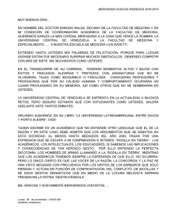 mensaje de bienvenida - Universidad Central de Venezuela