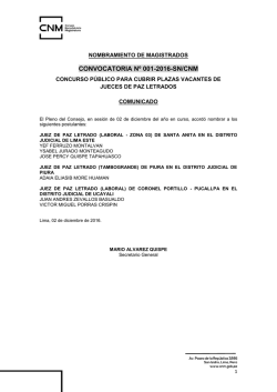 CONVOCATORIA N&ordm; 001-2016