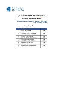 03 de diciembre de 2016 Distribuci&oacute;n de aulas Concurso de Becas