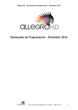 Destacados de Programaci&oacute;n &ndash; Diciembre 2016