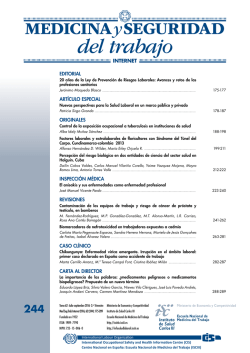 Medicina y Seguridad del Trabajo. N&uacute;mero 244 - Inicio