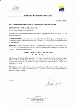 Direcci&oacute;n Nacional de Aduanas RESUELVE: