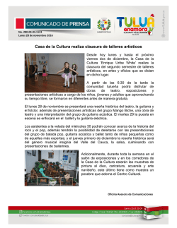 Casa de la Cultura realiza clausura de talleres art&iacute;sticos