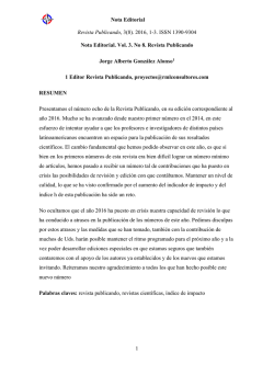 Nota Editorial Revista Publicando, 3(8). 2016, 1