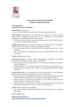 1&ordf; Jornada de UPDATES en DOLOR Societat Catalana de Dolor