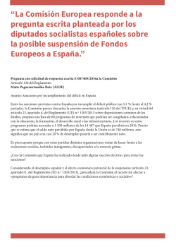 La Comisi&oacute;n Europea responde a la pregunta