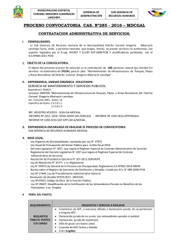 proceso convocatoria cas. n&ordm;285 - 2016 &ndash; mdcgal