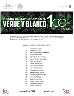 Lista de proyectos preseleccionados de la Convocatoria