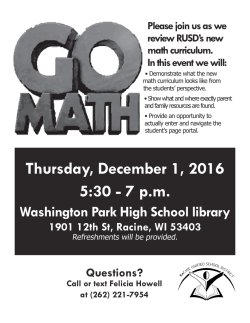 (262) 221-7954 Thursday, December 1, 2016 5:30