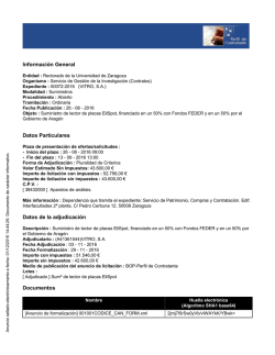 Informaci&oacute;n General Datos Particulares Datos de la adjudicaci&oacute;n