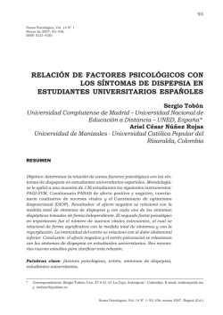 Relaci&oacute;n de factores psicol&oacute;gicos con los s&iacute;ntomas de dispepsia en