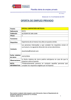 oferta de empleo privado - Ayuntamiento de Alc&aacute;zar de San Juan