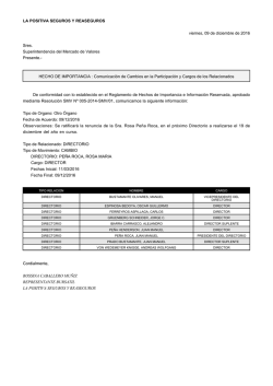 LA POSITIVA SEGUROS Y REASEGUROS viernes, 09 de