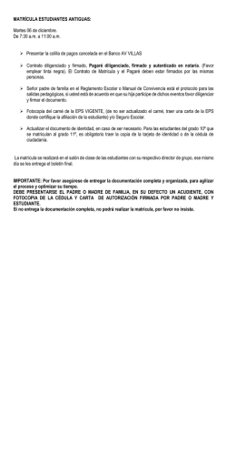MATR&Iacute;CULA ESTUDIANTES ANTIGUAS: Martes 06 de diciembre