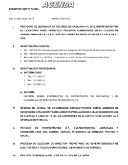 SESI&Oacute;N DE CORTE PLENA DIA: 12 DE JULIO 2016 HORA: 9:00