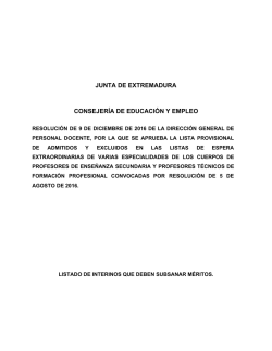 Listado de interinos que deben subsanar m&eacute;ritos