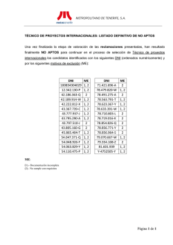 P&aacute;gina 1 de 1 METROPOLITANO DE TENERIFE, S.A. DNI ME DNI