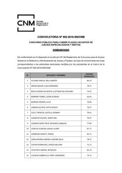 CONVOCATORIA N&ordm; 002-2016