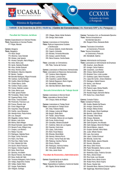 TARDE: 6 de Diciembre de 2016 | 19,00 hs. | Centro de