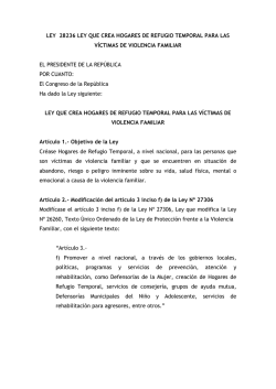 ley 28236 ley que crea hogares de refugio
