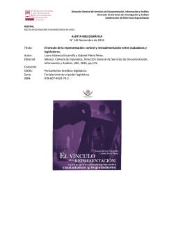 ALERTA BIBLIOGR&Aacute;FICA N&deg; 142 Noviembre de 2016 T&iacute;tulo: El