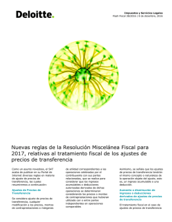 Nuevas reglas para Precios de Transferencia
