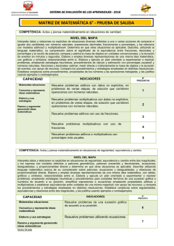 Sigue adelante MATRIZ DE MATEM&Aacute;TICA 6&deg;