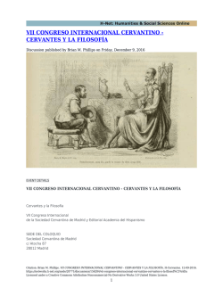 vii congreso internacional cervantino - cervantes y la filosof&iacute;a - H-Net