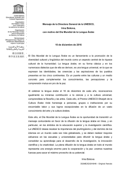 Mensaje de la Directora General de la UNESCO, Irina