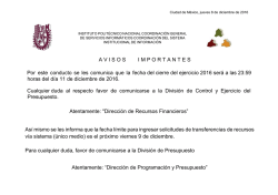 AVISOSIMPORTANTES Por este conducto se les comunica que la