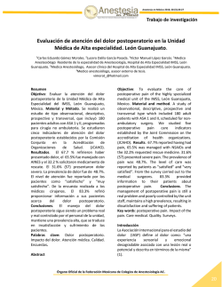 Evaluaci&oacute;n de atenci&oacute;n del dolor postoperatorio en la Unidad