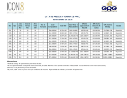LISTA DE PRECIOS Y FORMA DE PAGO NOVIEMBRE DE 2016