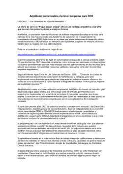 ArisGlobal comercializa el primer programa para CRO