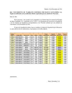 Madrid, 16 de Diciembre de 2016 Ref: VENCIMIENTO