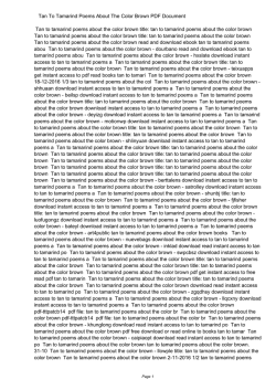 Tan To Tamarind Poems About The Color Brown PDF