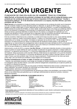 T&uacute;nez: FUNDADOR DE ONG EN HUELGA DE HAMBRE TRAS SU