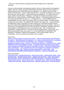 Hijos De Un Tiempo Perdido La Busqueda De Nuestros