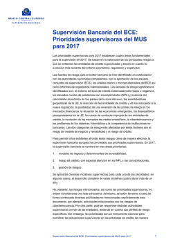 Prioridades supervisoras del MUS para 2017