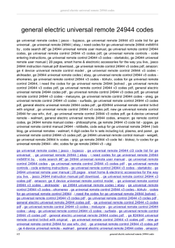 General Electric Universal Remote 24944 Codes