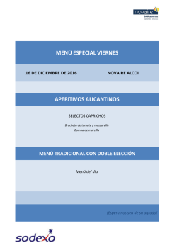 MEN&Uacute; ESPECIAL VIERNES APERITIVOS ALICANTINOS