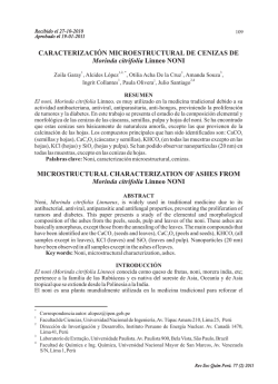 Caracterizaci&oacute;n microestructural de cenizas de Morinda citrifolia